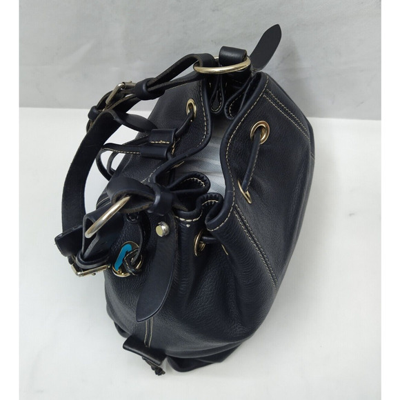 Dooney & Bourke Black Pebbled Leather Drawstring Shoulder Bag - Picture 9 of 16